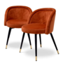 Dining chair 'Chloé' set of 2 - Savona orange velvet
