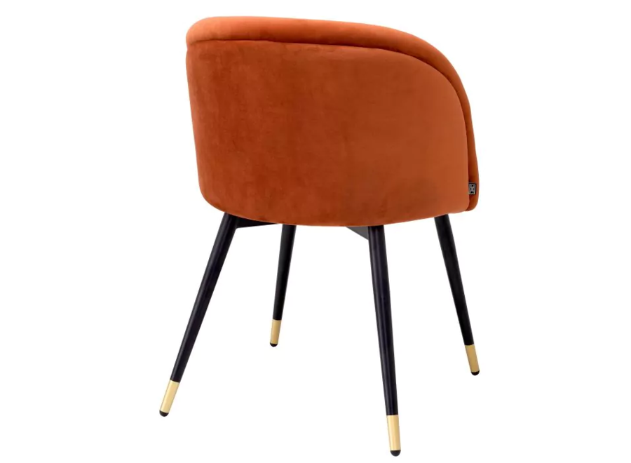 Dining chair 'Chloé' set of 2 - Savona orange velvet