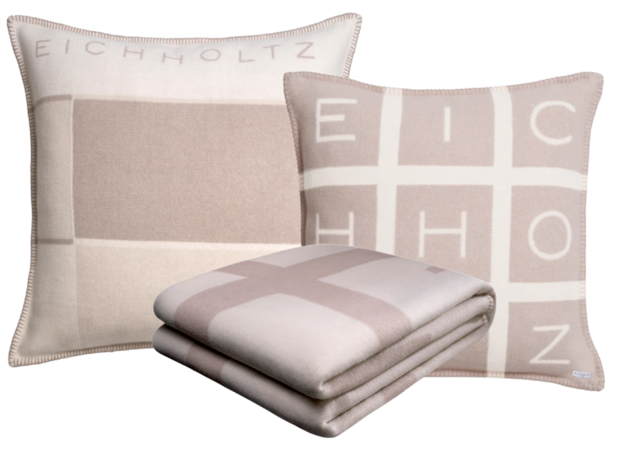 Combinaison coussin + plaid Greige/Off White: Thana & Zera