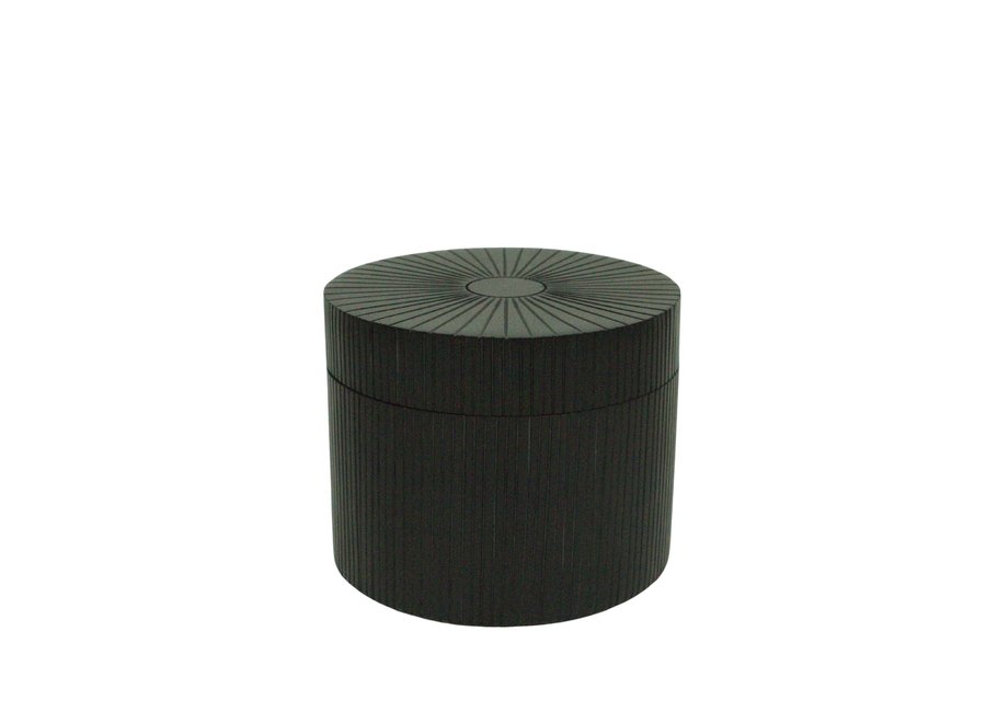 Round storage box 'Lines' Black - M