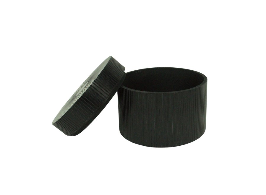 Round storage box 'Lines' Black - M