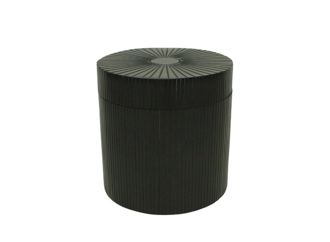 Round storage box 'Lines' Black - L