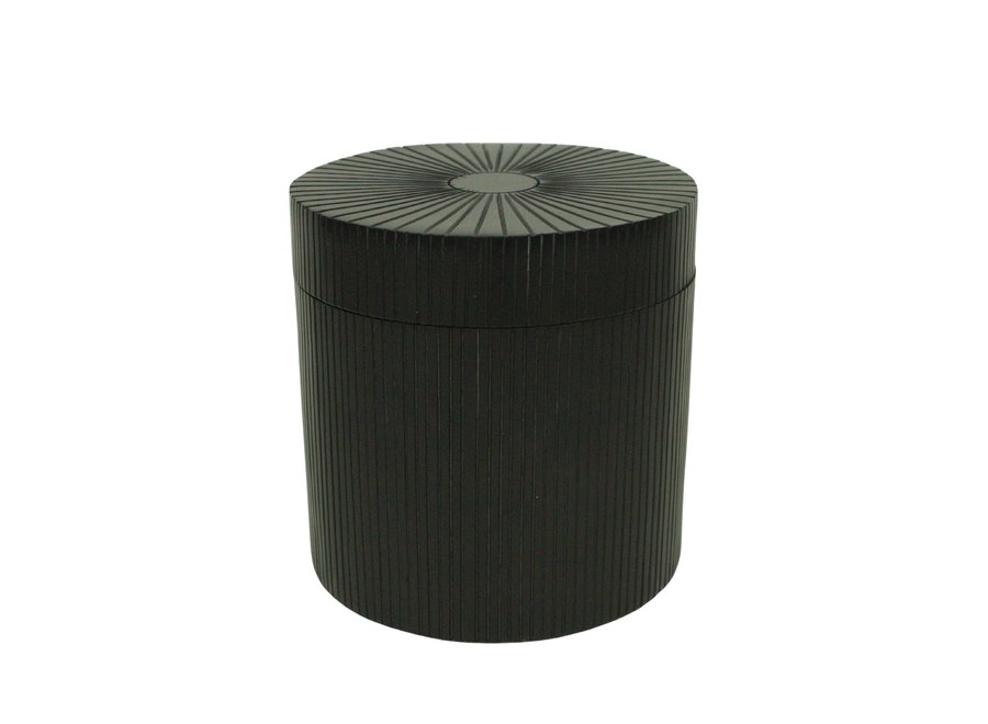 Round storage box 'Lines' Black - L