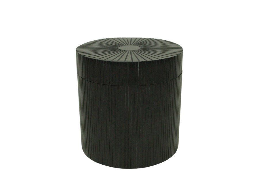 Round storage box 'Lines' Black - L