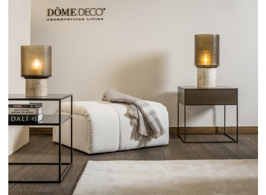 Hocker 'Caleb' - Raisa Fabric Cream