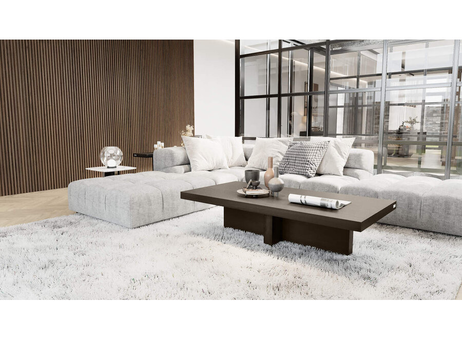 Coffee table 'Kenji' Oak - Terra Brown Metallic