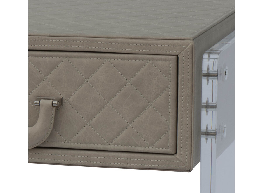 Bedside table 'Genova' - Cappuccino Leather