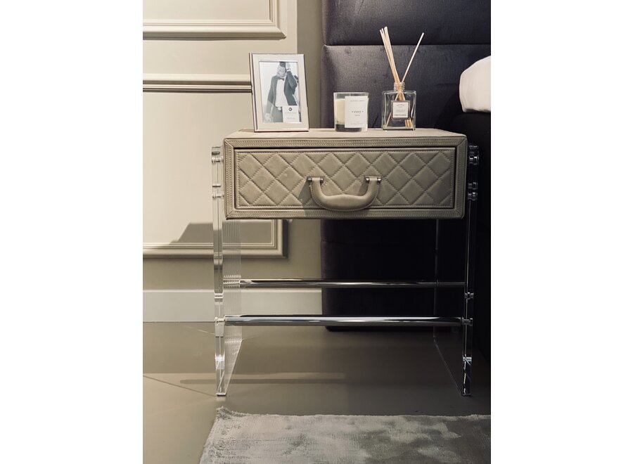 Nachtkastje 'Genova' - Cappuccino Leather