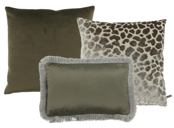 Combinaison de coussins Olive/Sand: Glanice, Simala & Dafne