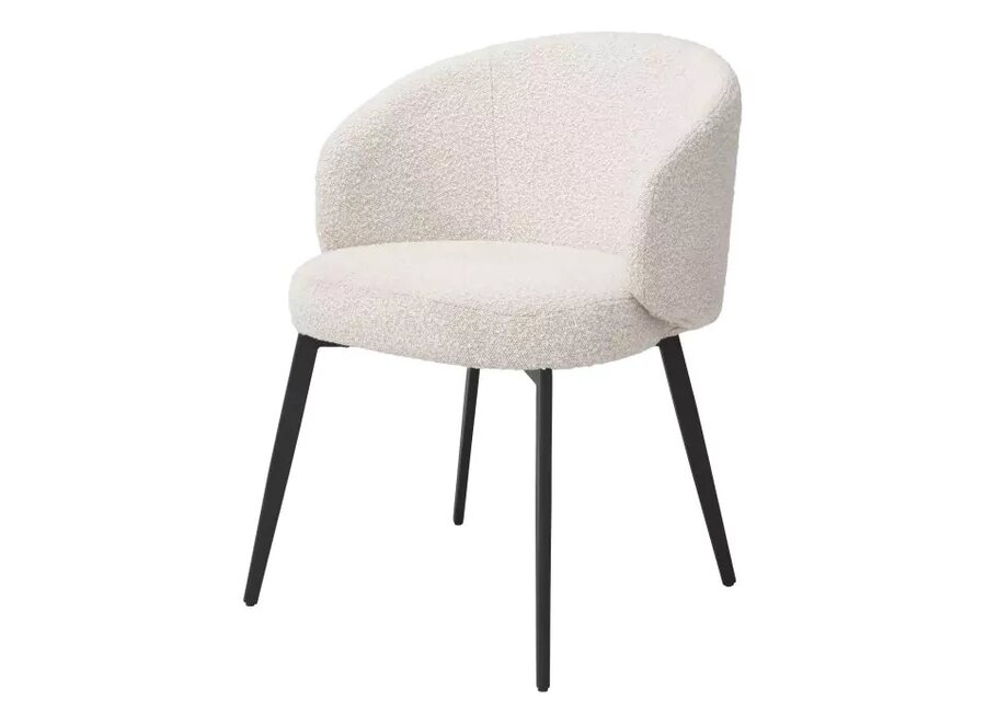 Dining chair 'Lloyd' with arm set of 2 - Bouclé cream - OL