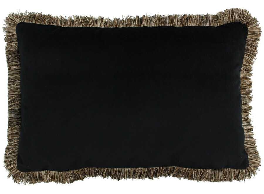 Decorative cushion Astrid Black + Fringe Bronze