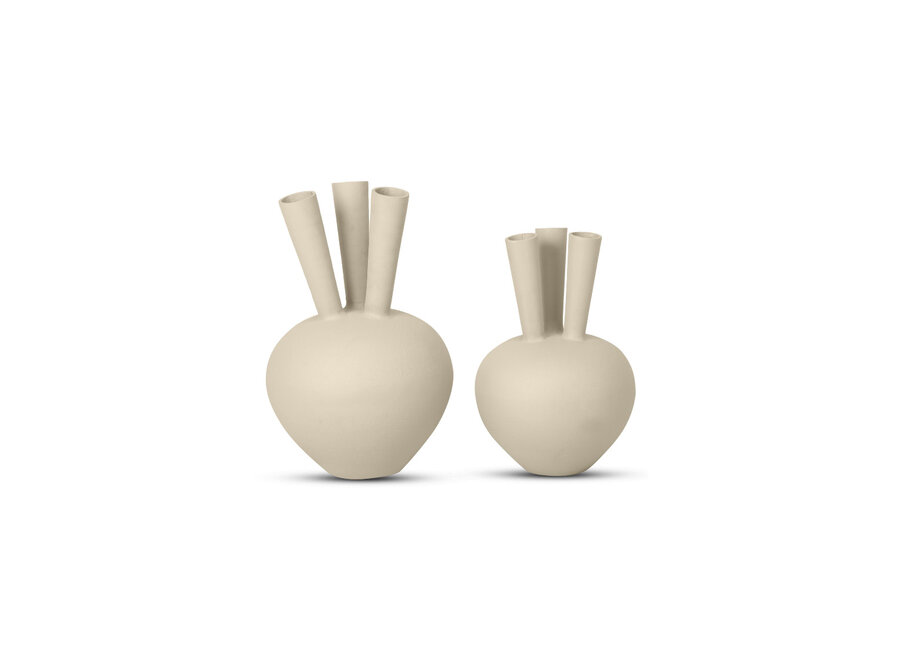 Horn vase '3 mouth' oval Sand - S