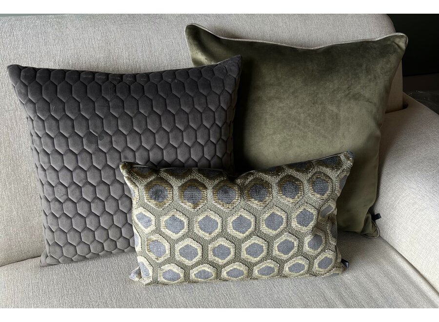 Kussencombinatie Olive/Dark Taupe: Imperiale, Honey & Astrid