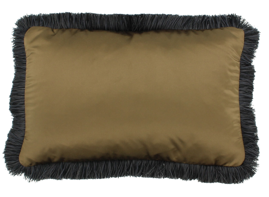 Decorative cushion Dafne Bronze + Fringe Black