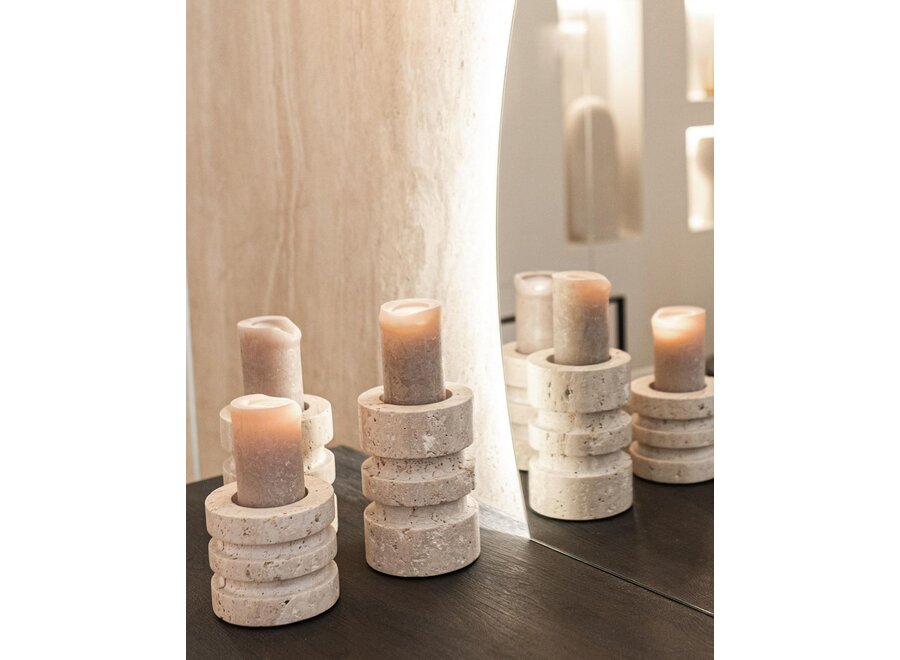 Candleholder 'Copenhagen' Travertine - S