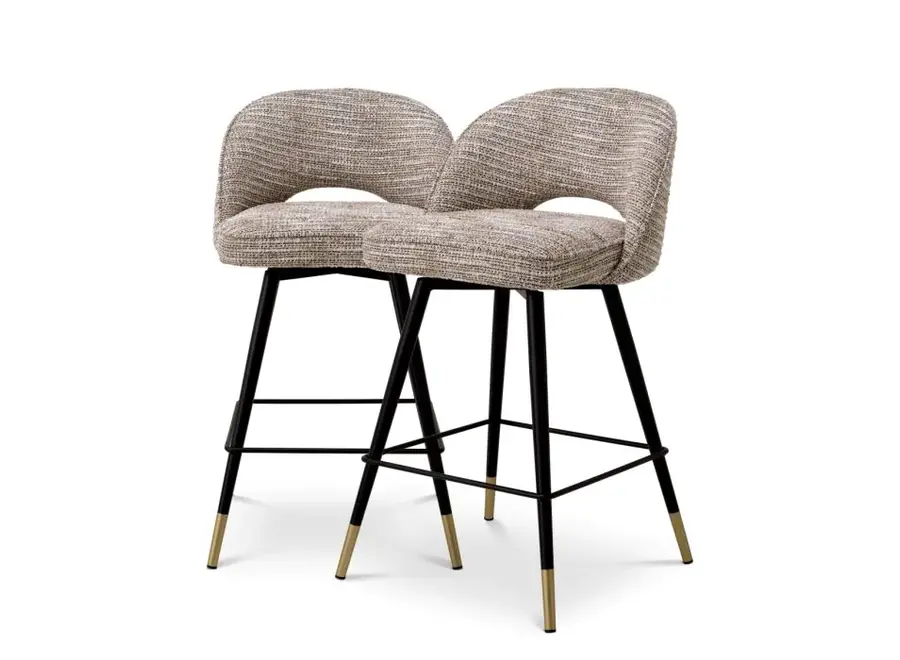 Tabouret de comptoir 'Cliff' lot de 2 - Mademoiselle beige