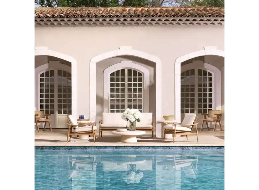 Outdoor Coffee Table 'Cleon' - Smooth cream