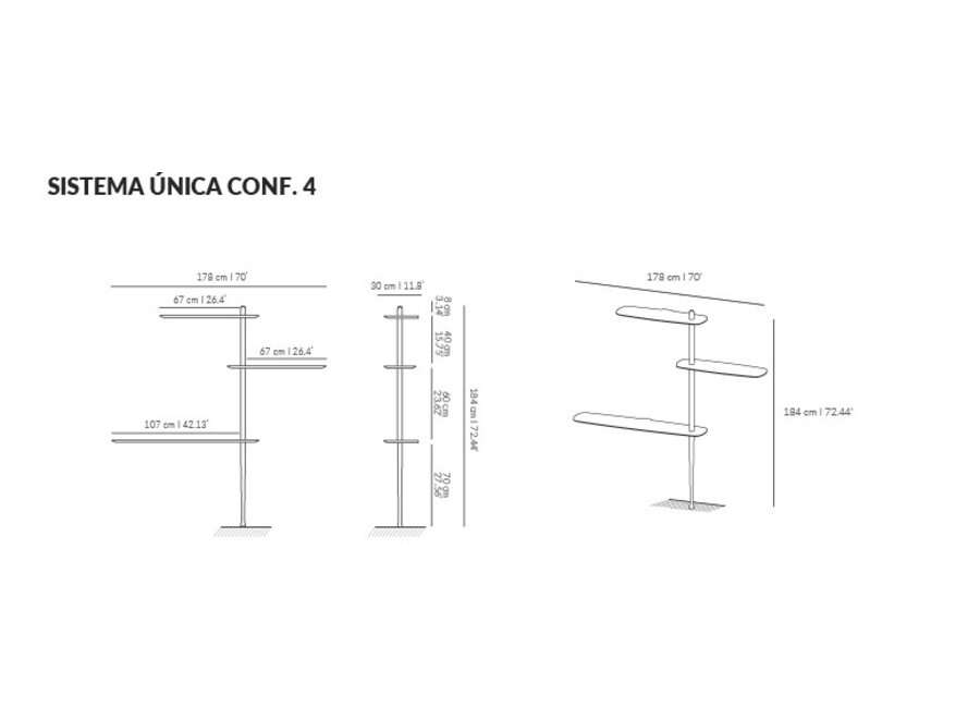 Floor shelving 'Unica 4' - Walnut