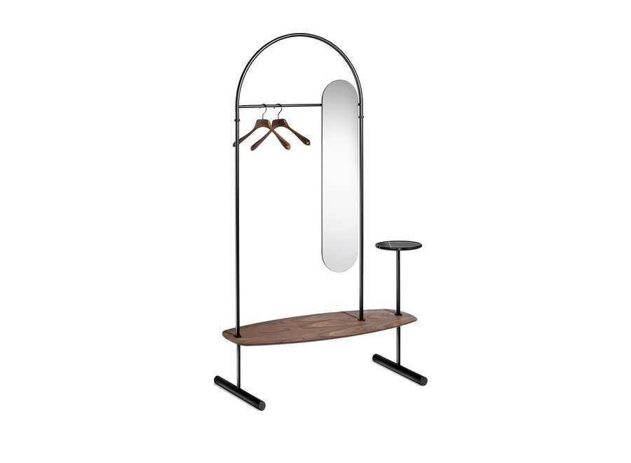 Clothing rack 'Arco' - Black/Walnut