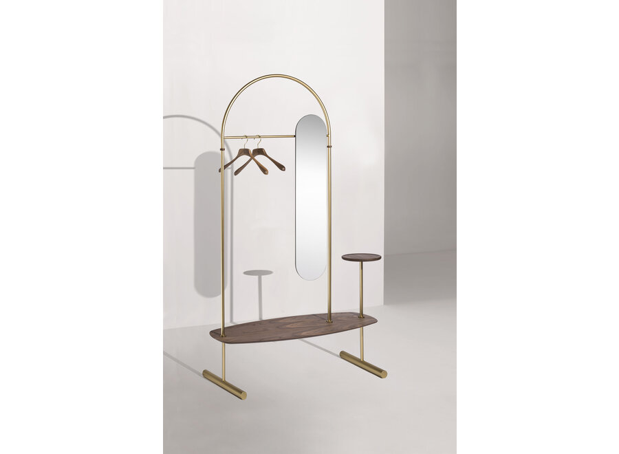 Clothing rack 'Arco' - Gold/Walnut