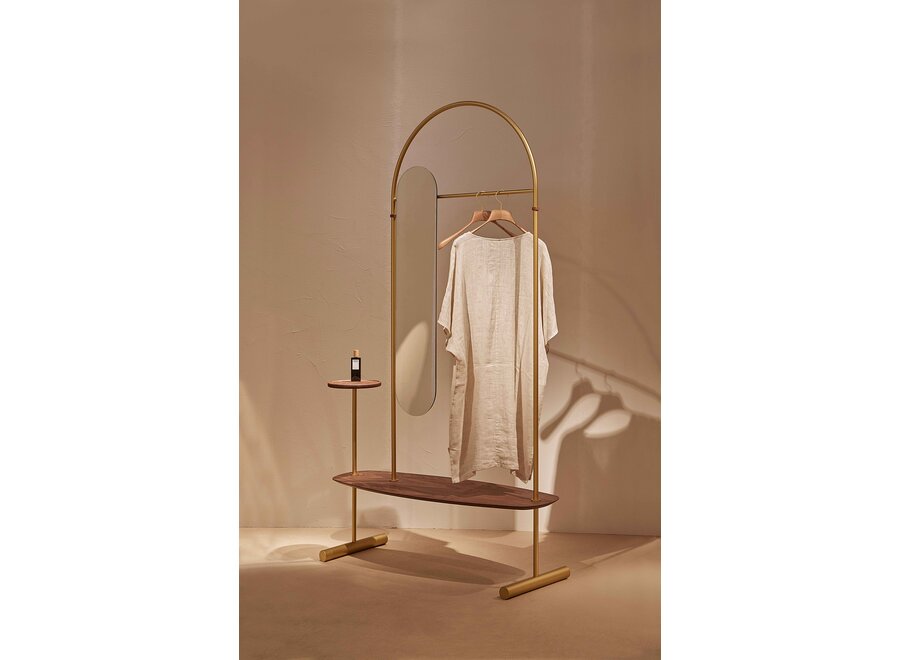 Clothing rack 'Arco' - Gold/Walnut