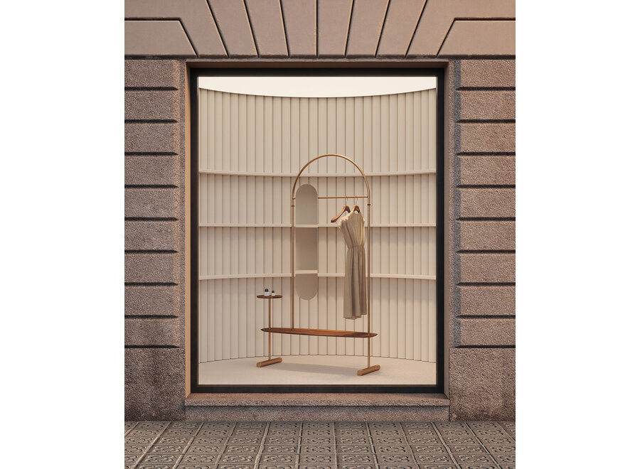 Clothing rack 'Arco' - Gold/Walnut