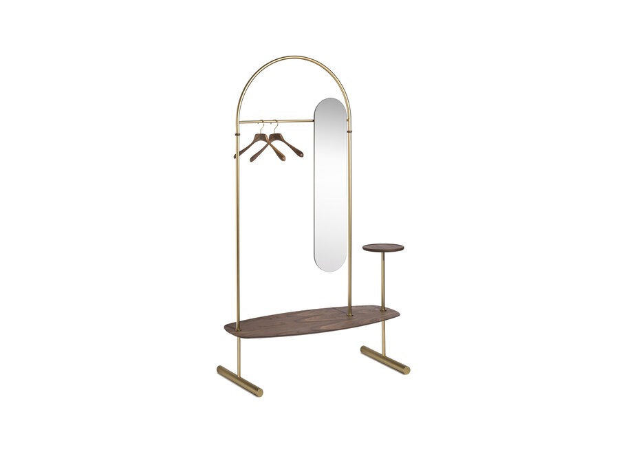 Clothing rack 'Arco' - Gold/Walnut