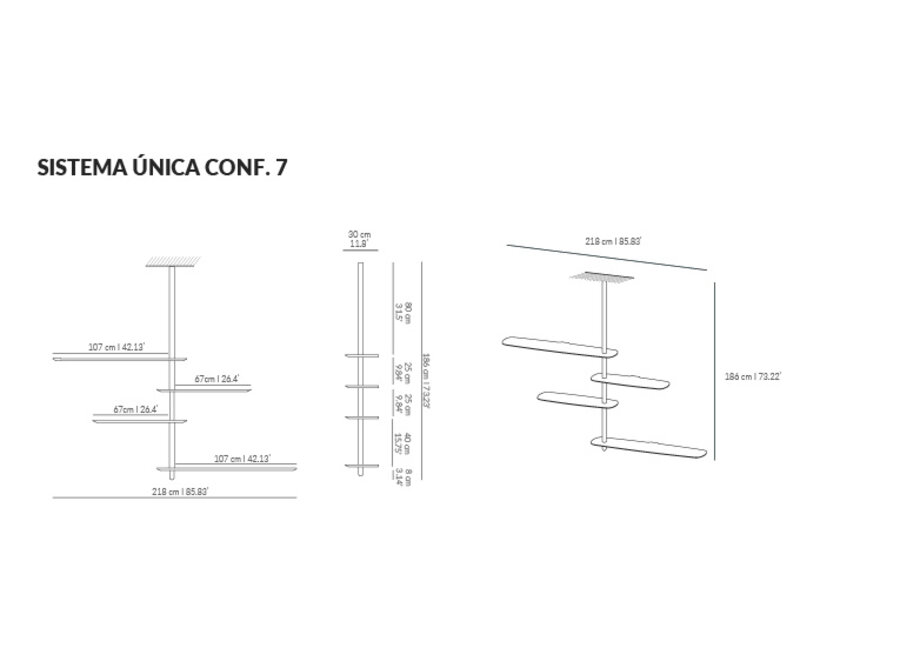 Ceiling shelving 'Unica 7' - Walnut