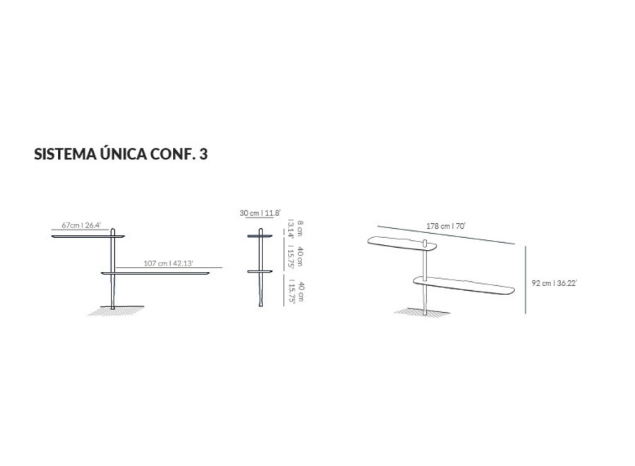 Floor shelving 'Unica 3' - Walnut