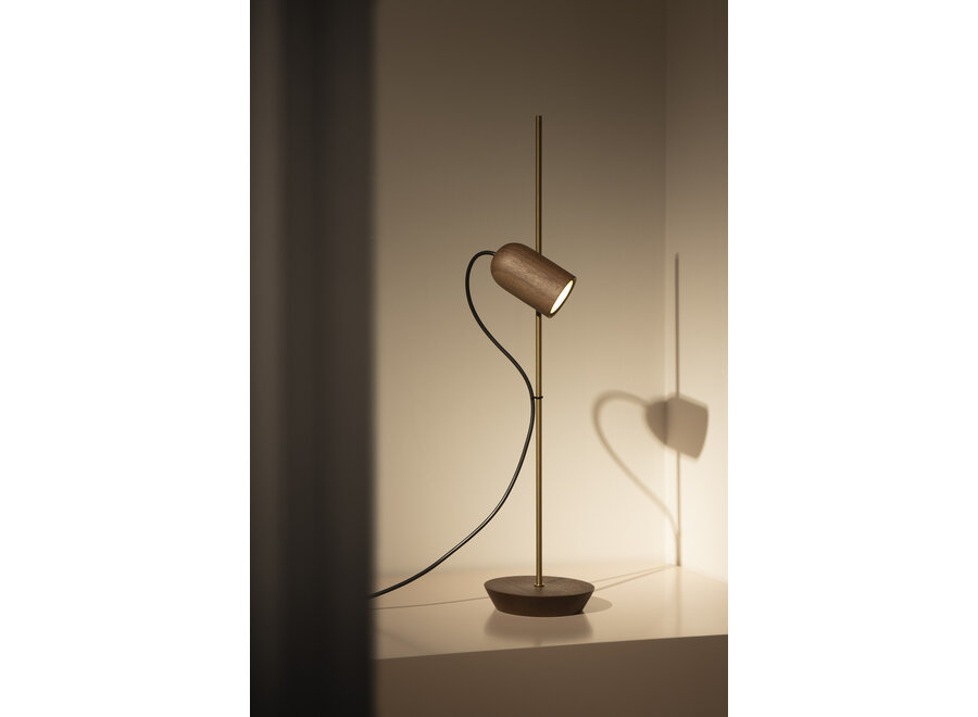 Lampe à poser 'Onfa' - Gold/Walnut