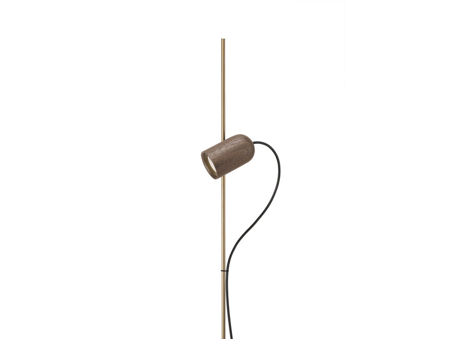 Floor lamp 'Onfa' - Gold/Walnut