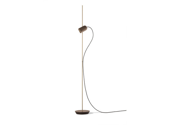 Floor lamp 'Onfa' - Gold/Walnut