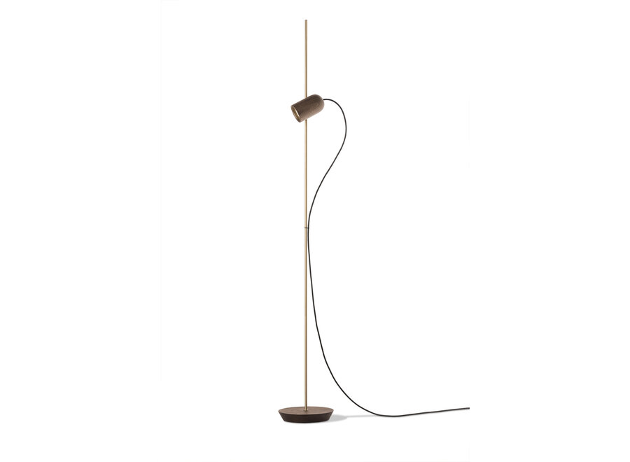 Floor lamp 'Onfa' - Gold/Walnut