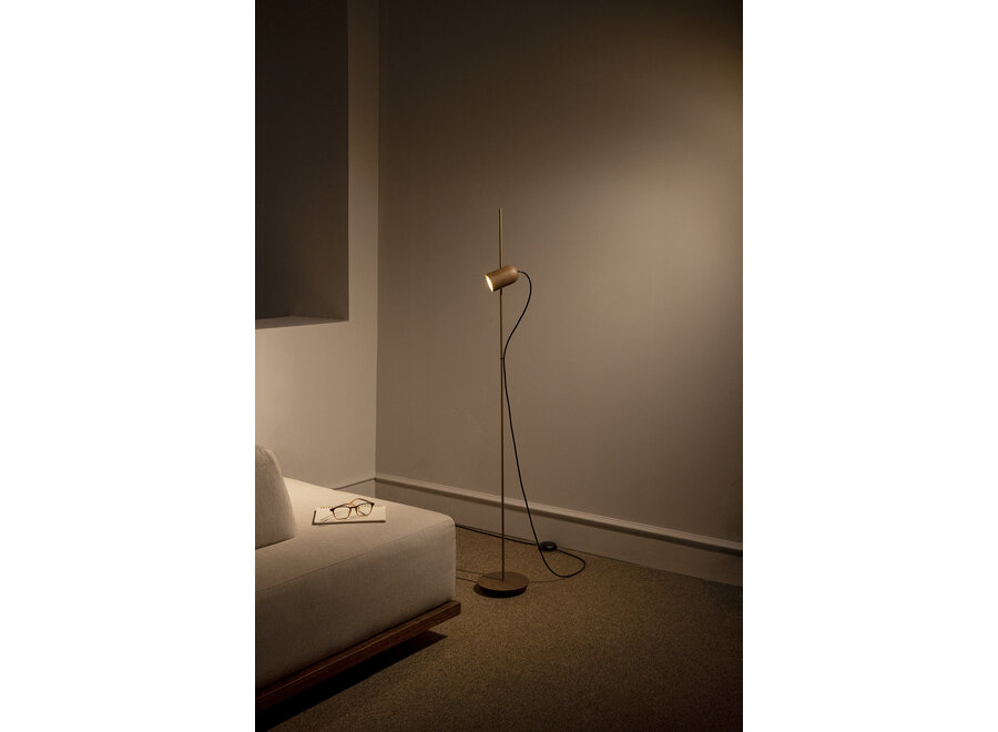 Vloerlamp 'Onfa' - Gold/Walnut