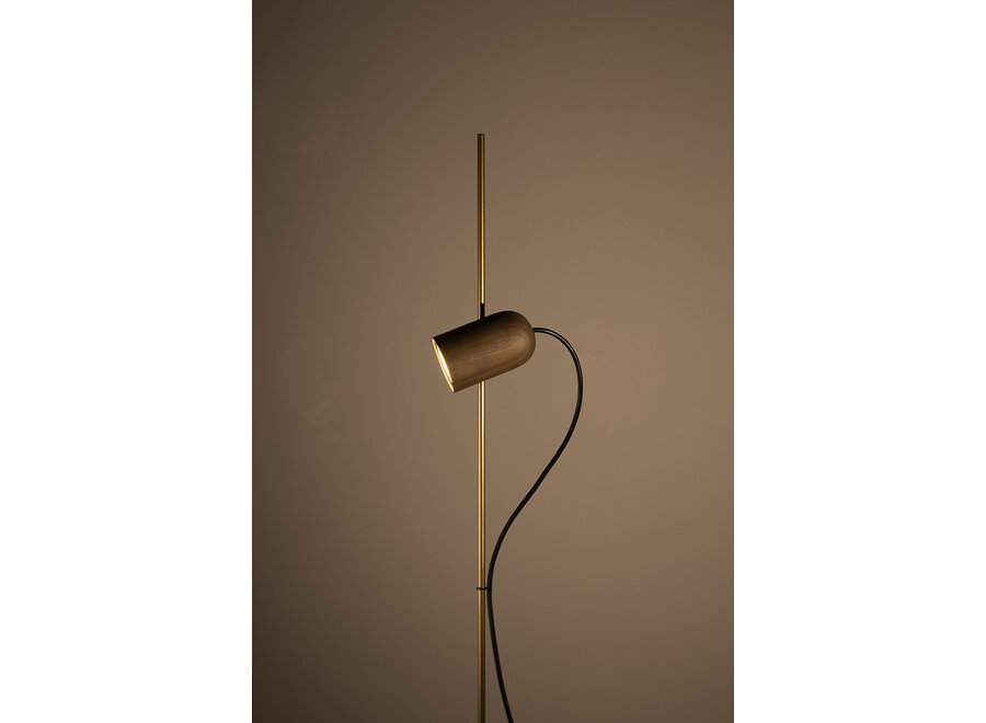 Floor lamp 'Onfa' - Gold/Walnut