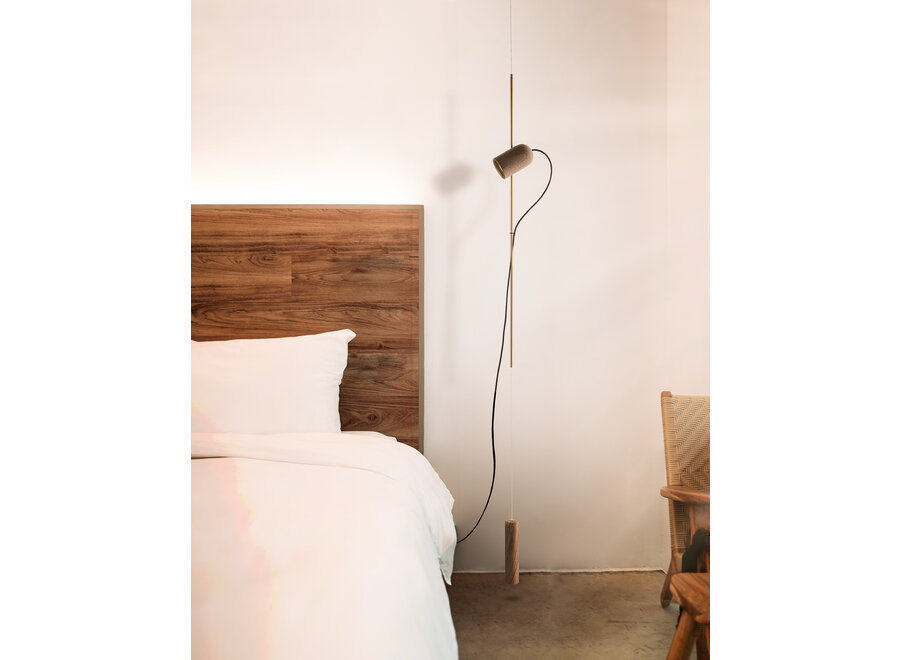 Pendant lamp 'Onfa' - Gold/Walnut