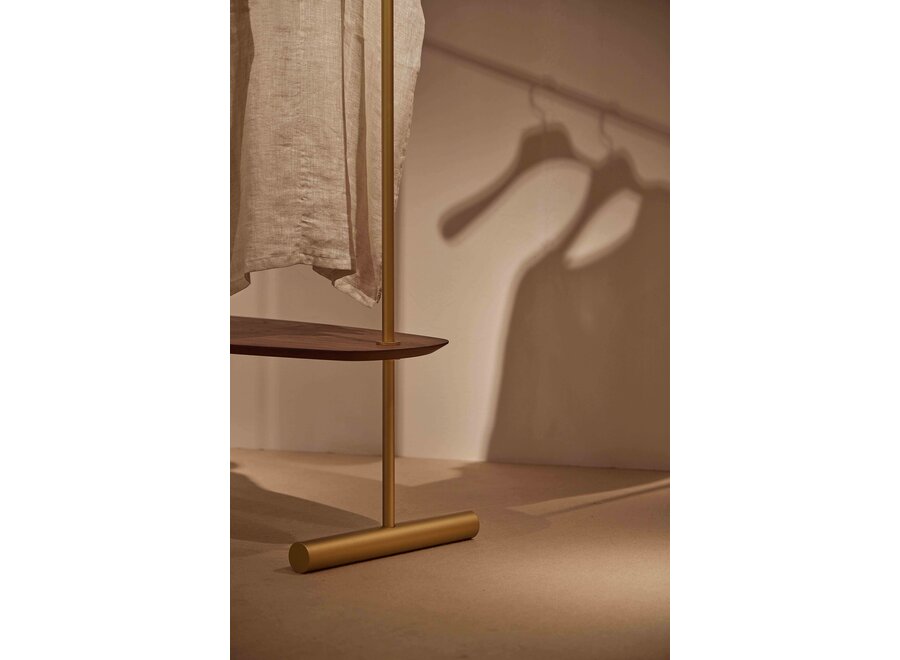 Clothing rack 'Arco 2' - Gold/Walnut