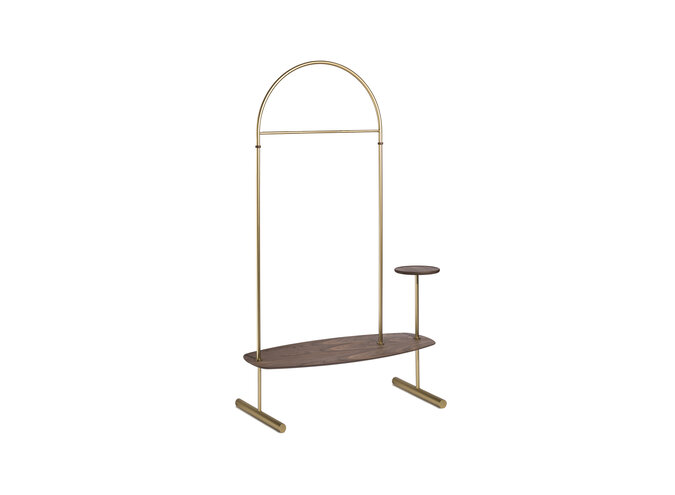 Clothing rack 'Arco 2' - Gold/Walnut