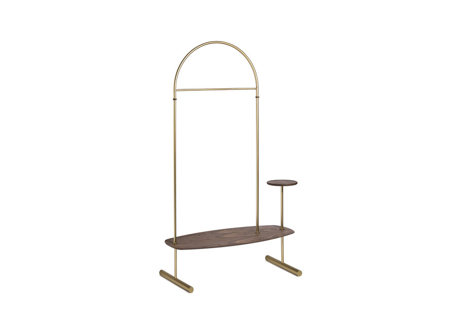 Clothing rack 'Arco 2' - Gold/Walnut