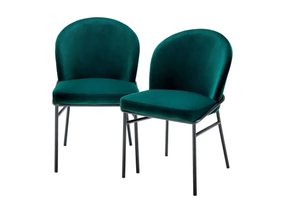 Chaise de salle à manger 'Willis' set van 2 - Savona dark green velvet