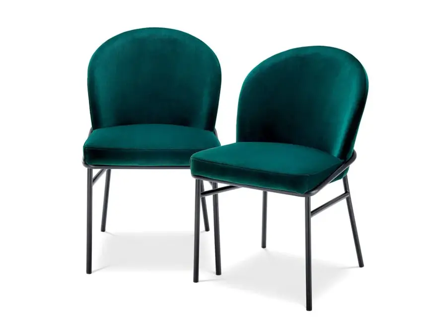 Chaise de salle à manger 'Willis' set van 2 - Savona dark green velvet