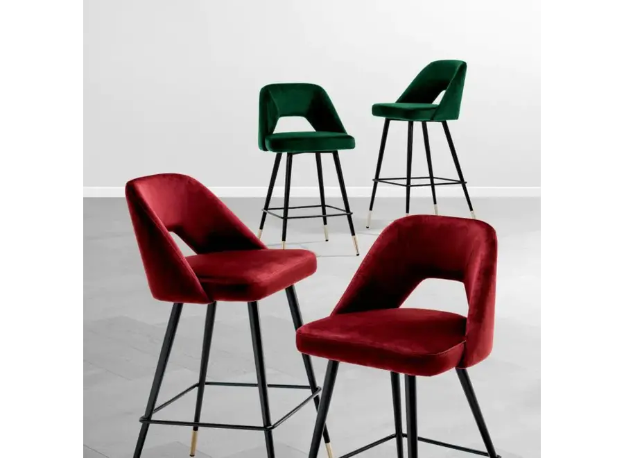 Bar chair 'Avorio' - Roche green velvet