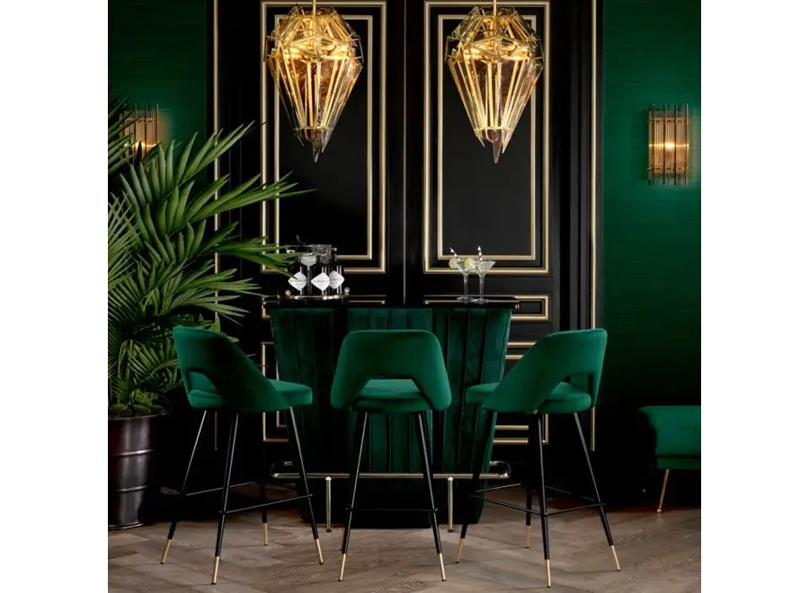 Bar chair 'Avorio' - Roche green velvet