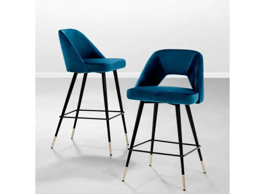 Chaise de bar 'Avorio' - Roche blue velvet