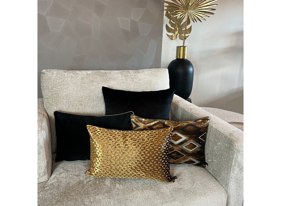 Decorative cushion Astrid Black + Piping Diamo Gold - Limited