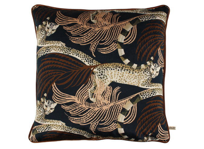 Coussin Delilah Indigo/Copper + Piping Copper – Temperley X ROMO Collection