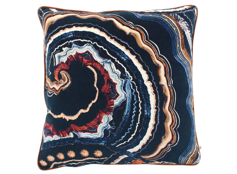 Cushion Fantasia Multicolor/Black + Piping Copper – Temperley X ROMO Collection