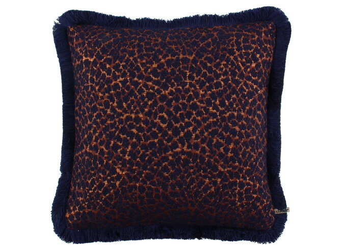 Coussin Lulu Copper/Indigo + Fringe Indigo – Temperley X ROMO Collection