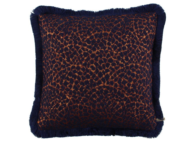 Cushion Lulu Copper/Indigo + Fringe Indigo – Temperley X ROMO Collection