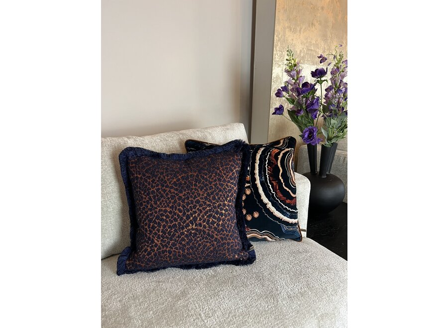 Cushion Lulu Copper/Indigo + Fringe Indigo – Temperley X ROMO Collection